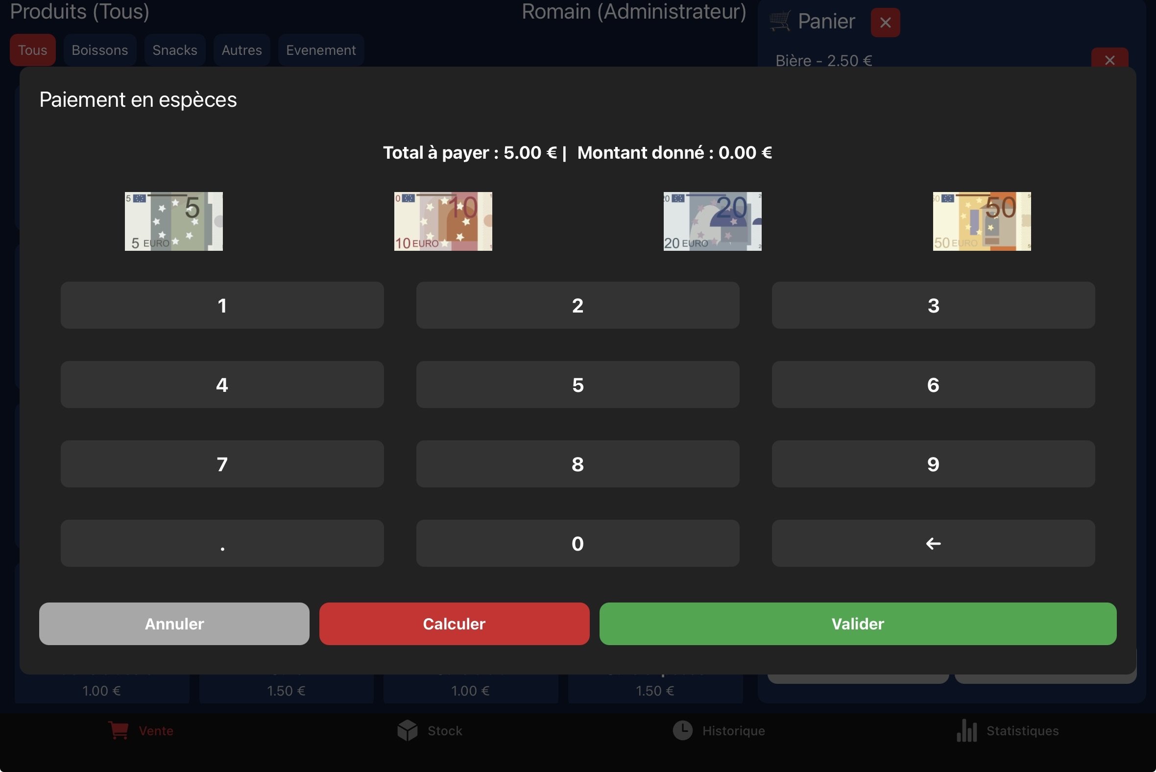 Module de paiement espèces avec rendu automatique